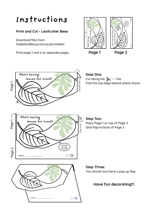 Print and Cut - Leaf Cutter Bees Pop-Up