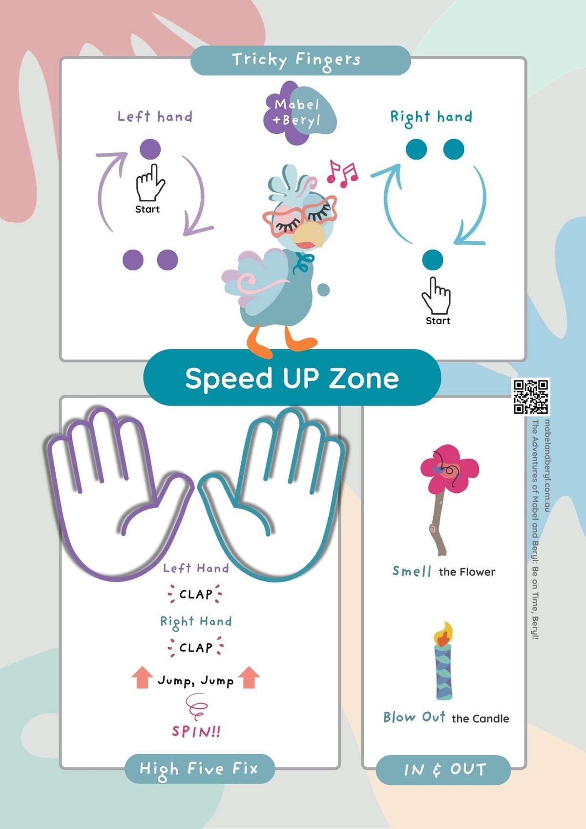 Mabel & Beryl Emotional Regulation Poster Set: Slow Down, Check Your Speed, Speed Up Zones