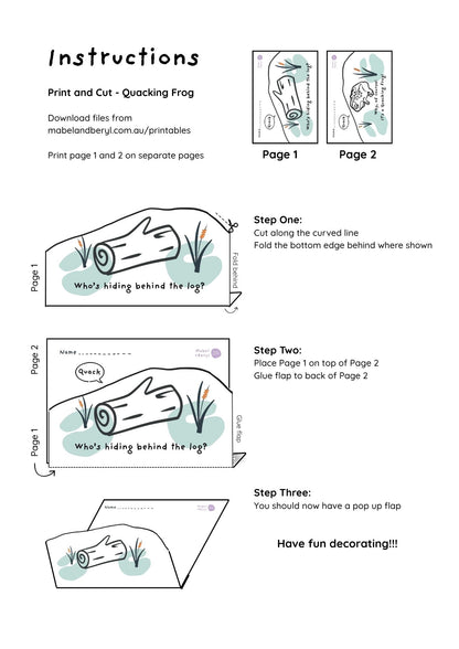 Printable Pop-Up Friends: Quacking Frog & Leaf Cutter Bees