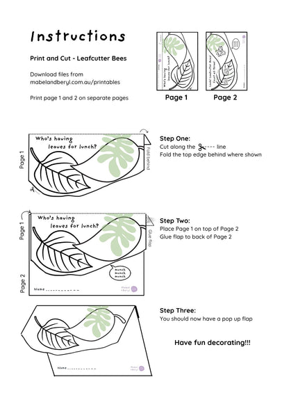 Print and Cut - Leaf Cutter Bees Pop-Up