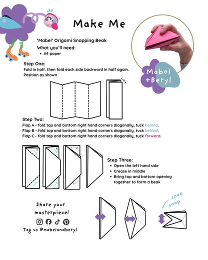 Make Me - 'Mabel' Origami Snapping Beak FREE Printable