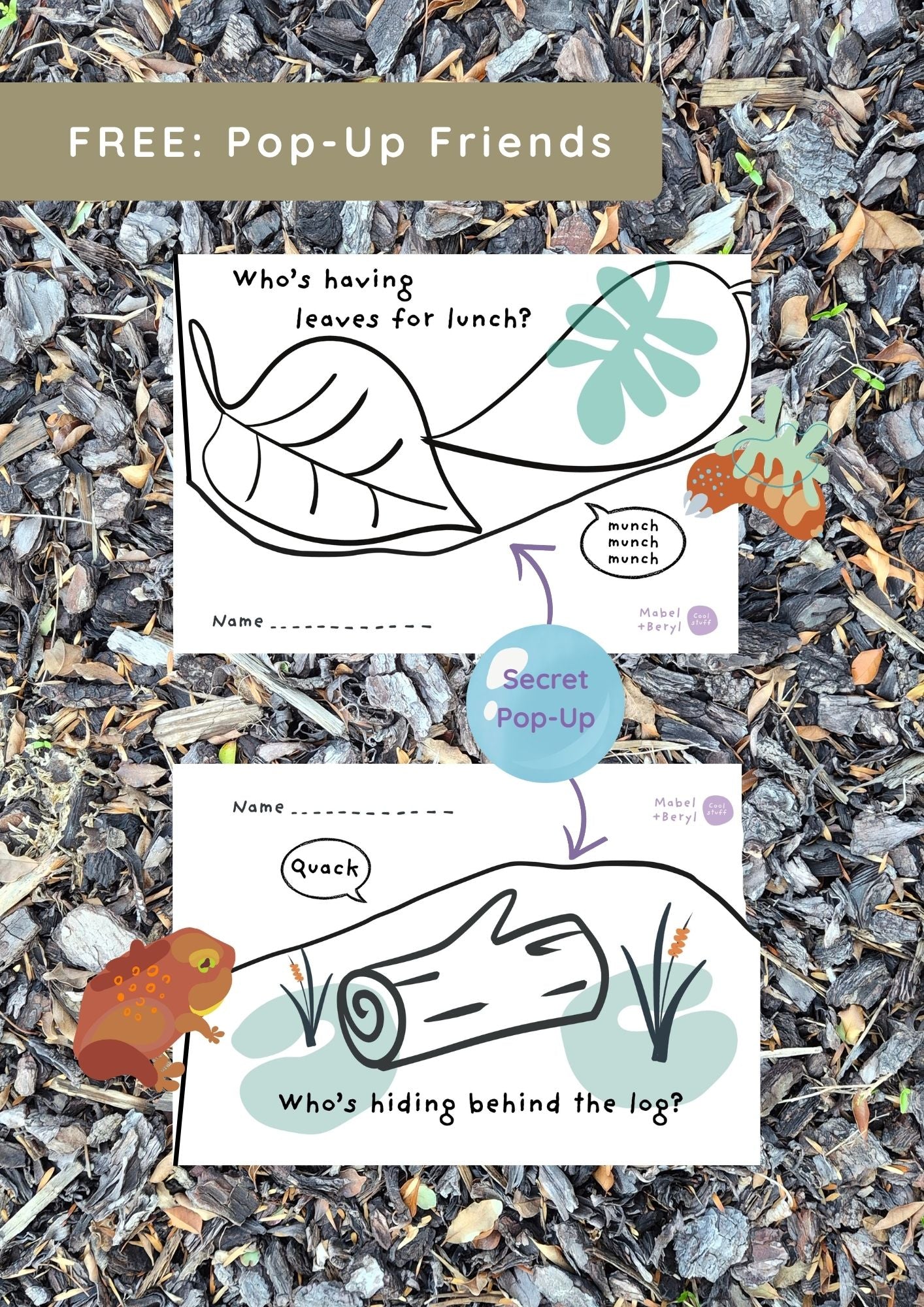 Printable Pop-Up Friends: Quacking Frog & Leaf Cutter Bees